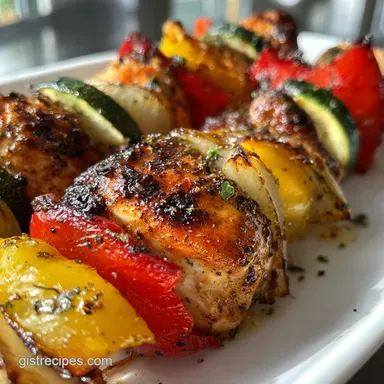 Baked Chicken Kabobs with Vegetables for 4 Servings Recipe Card