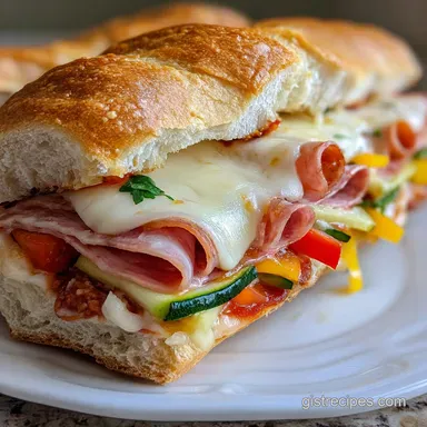 Baked Italian Sub Sandwich Recipe for 4 Servings Recipe Card
