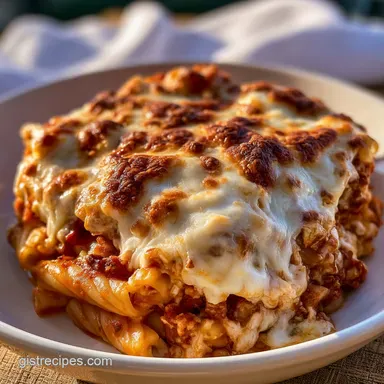 Baked Ziti for 15 Servings: Golden Recipe Card