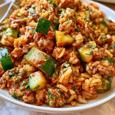 Beef Zucchini Casserole for 6 Servings Recipe Card