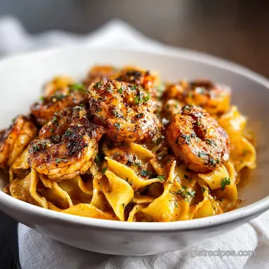 Blackened Shrimp Stroganoff Pasta for 4 Servings Recipe Card