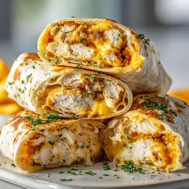 Cheesy Garlic Chicken Wraps in 20 Minutes | Pan-Seared Recipe Card