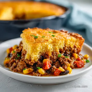 Cowboy Casserole with Cornbread in 35 Minutes Baked Golden Recipe Card