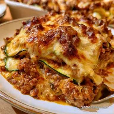 Easy Zucchini Beef Casserole Recipe Card