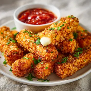 Mozzarella Sticks: Crispy Fried for 14 Servings Recipe Card