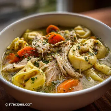 Crockpot Chicken Tortellini Soup for 8 Servings Recipe Card