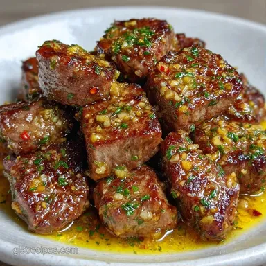 Crockpot Steak Bites with Garlic Butter Recipe Card