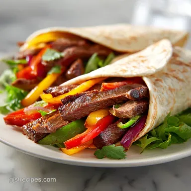 Flank Steak Fajitas for 4 Servings, Pan-Seared Recipe Card