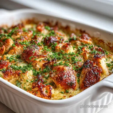 Garlic Butter Chicken Dump Bake Casserole: Crispy Baked Recipe Card