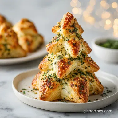 Garlic and Herb Christmas Appetizer: Savory Puff Pastry Tree Recipe Card
