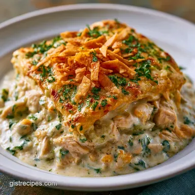 Creamy Green Chile Chicken Casserole Recipe Card