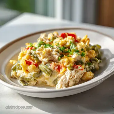 Green Chile Chicken Casserole for 6 Servings in 30 Minutes Recipe Card