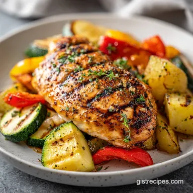Grilled Chicken Veggie Meal Prep for 4 Servings Recipe Card