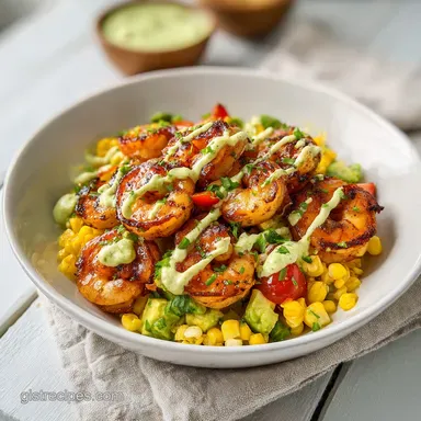 Grilled Shrimp Bowl with Avocado Corn Salsa for 4 Servings Recipe Card