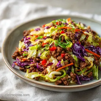 Ground Beef and Chopped Cabbage in 25 Minutes Recipe Card