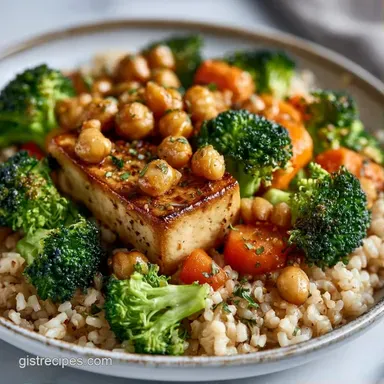 Vegetarian Rice Bowl with Crispy Tofu Recipe Card