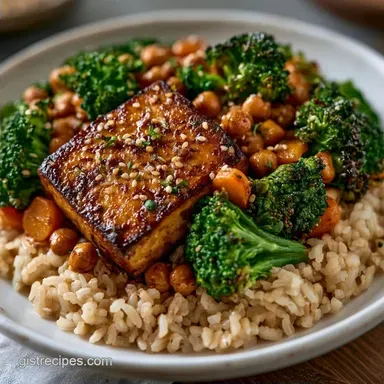 Vegetarian Rice Bowl with Crispy Tofu