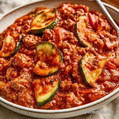 Italian Beef Zucchini Casserole for 6 Recipe Card