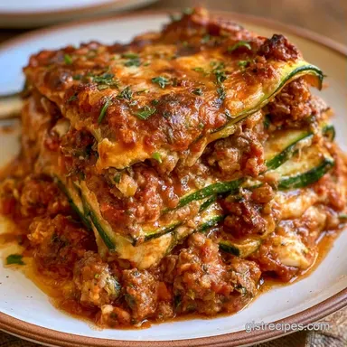 Zucchini Beef Casserole for 6 Servings Recipe Card