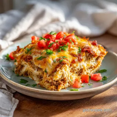 Delicious Cheesy Low Carb Taco Bake for 6 Servings Recipe Card