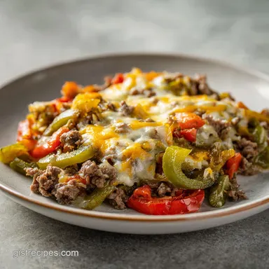 Philly Cheesesteak Casserole in 30 Minutes with Ground Beef