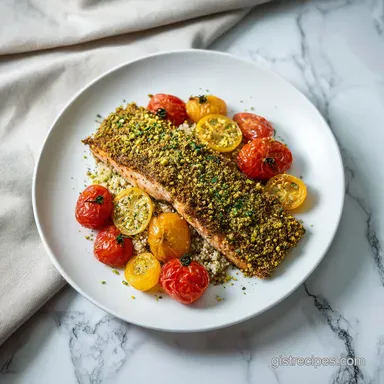 Pistachio Crusted Salmon Recipe for 4 Servings Recipe Card