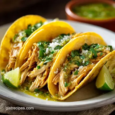 Crockpot Salsa Verde Chicken Tacos Recipe: For 8 Servings