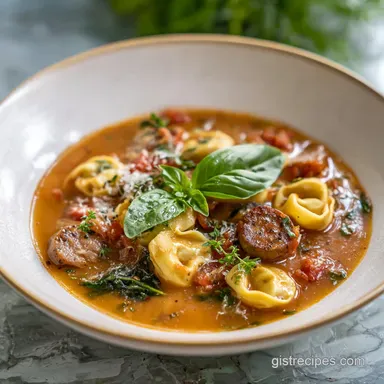 Sausage and Tortellini Soup in 30 Minutes Recipe Card