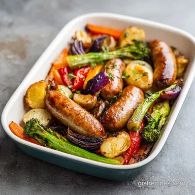 Sausage and Veggies: Roasted Sheet Pan Meal for 4 Servings