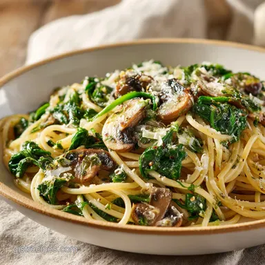 Spinach Mushroom Spaghetti Recipe for 4 Servings