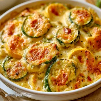 Squash Zucchini Casserole for 6 Servings Recipe Card