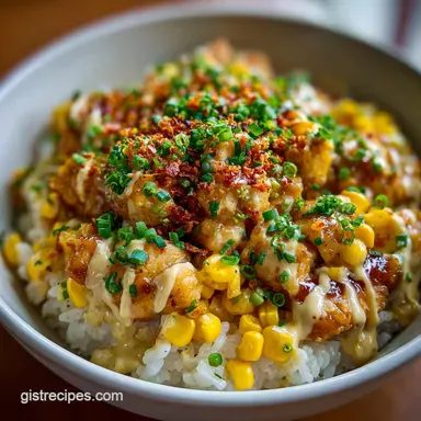 Street Corn Chicken Bowl Ready in 30 Min | High Protein Rice Bowl Recipe Card