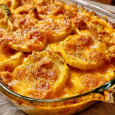 Yellow Squash Casserole for 8 Servings Recipe Card