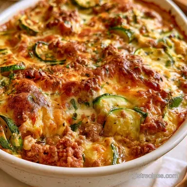 Zucchini Beef Casserole in 50 Minutes Recipe Card