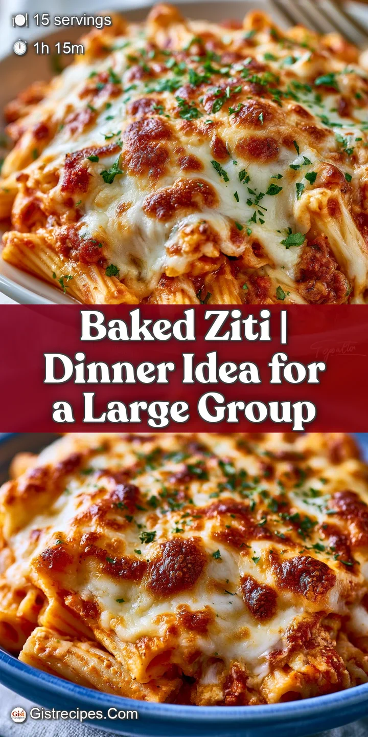 Close-up of stretchy melted cheese and tender ziti pasta coated in a thick, savory red sauce with hints of herbs.