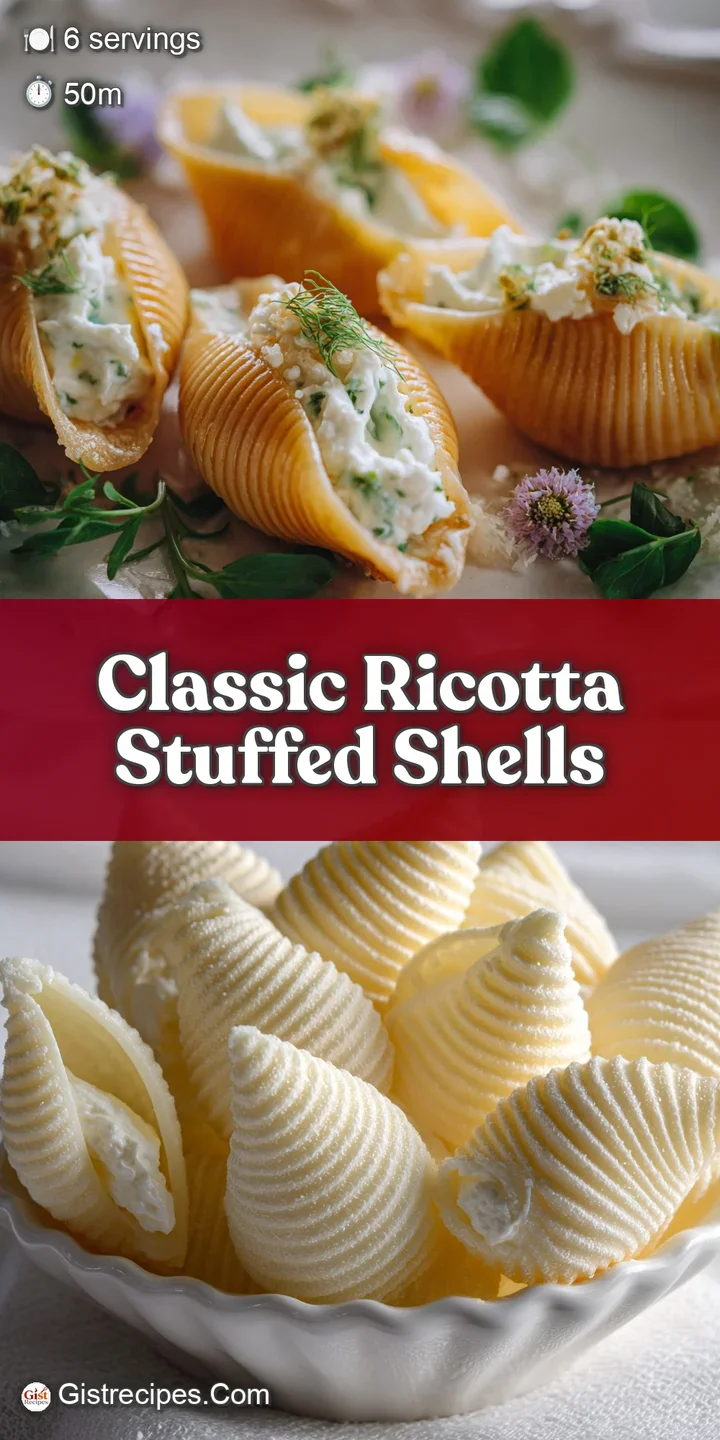 Close-up of a steaming ricotta-stuffed pasta shell glistening with tomato sauce, hints of herbs and melted cheese.