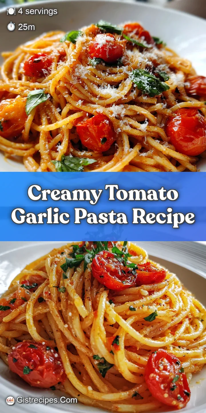 Close-up of creamy tomato pasta with flecks of herbs and melted cheese. Shiny sauce hints at a rich, savory, and satisfyin...