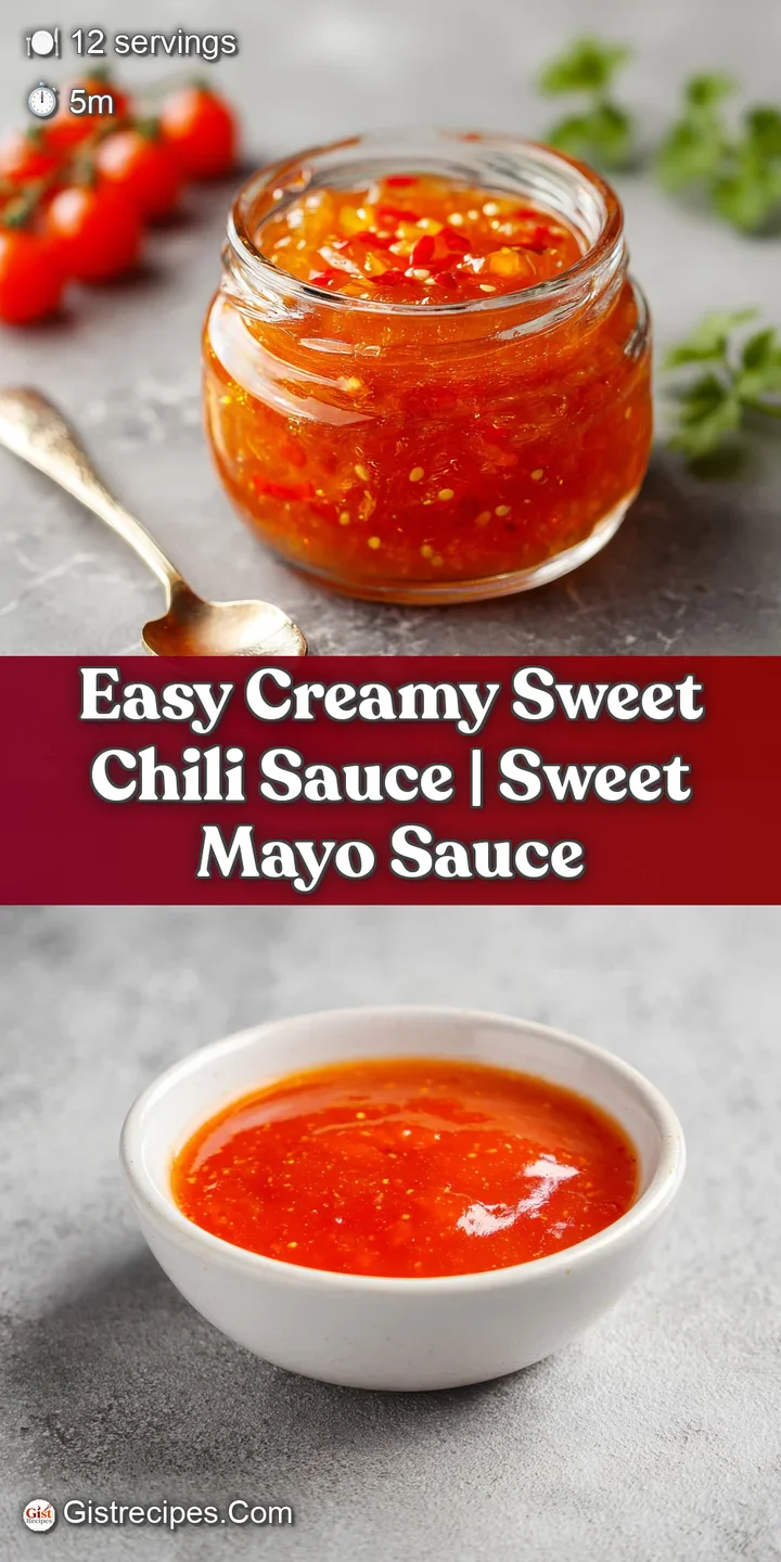 Close-up of a luscious, pale orange sweet chili sauce. Tiny flecks of red pepper are visible, adding a hint of warmth to t...