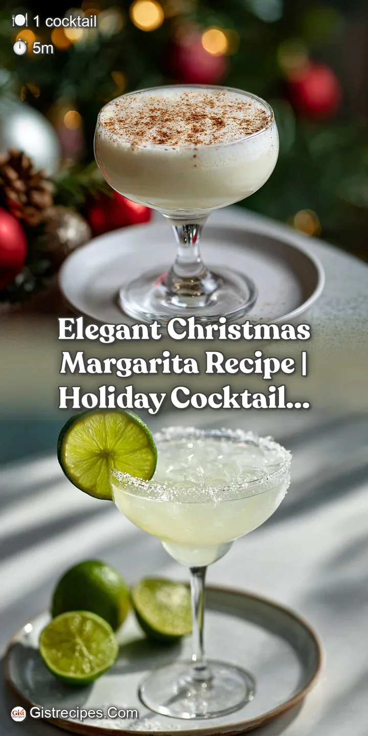 Close-up of a frosty Christmas margarita. White coconut flakes cling to the glass; cranberries float on top of the vibrant...