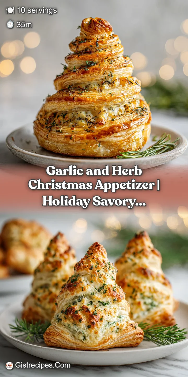 Close-up of a golden pastry triangle, its flaky layers visible with fresh green herbs.
