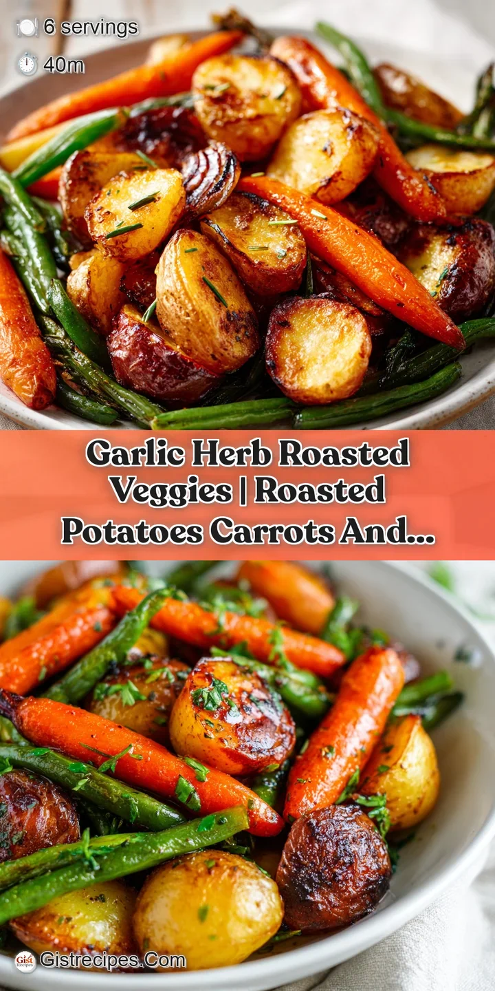 Macro shot of glistening, browned carrots and broccoli florets dusted with fragrant herbs and toasted garlic bits.