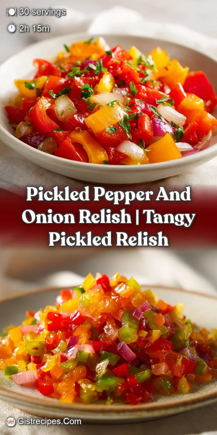 Extreme close-up of crisp, translucent red onions and bright pepper slices glistening in a clear tangy brine.
