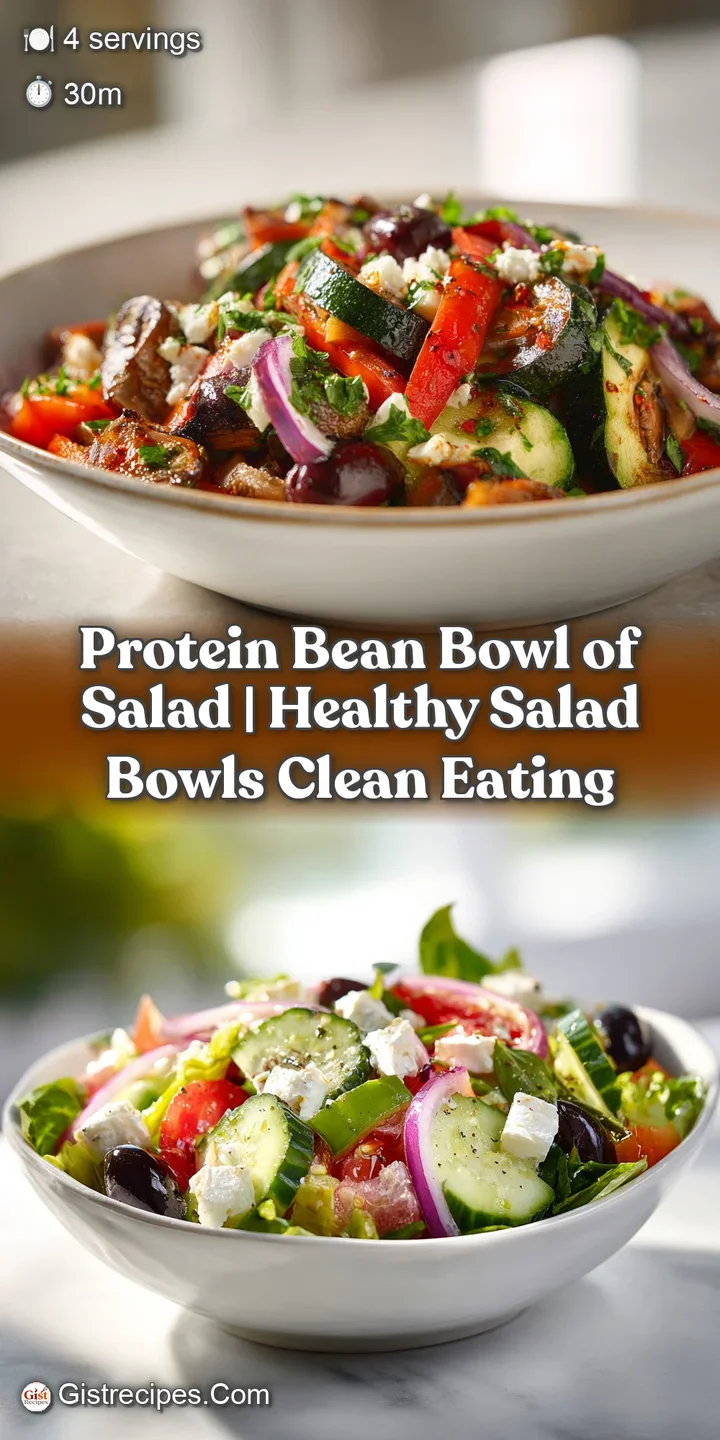 Close-up of a protein-packed bean salad, showcasing glistening beans, crisp greens, and colorful diced vegetables, burstin...
