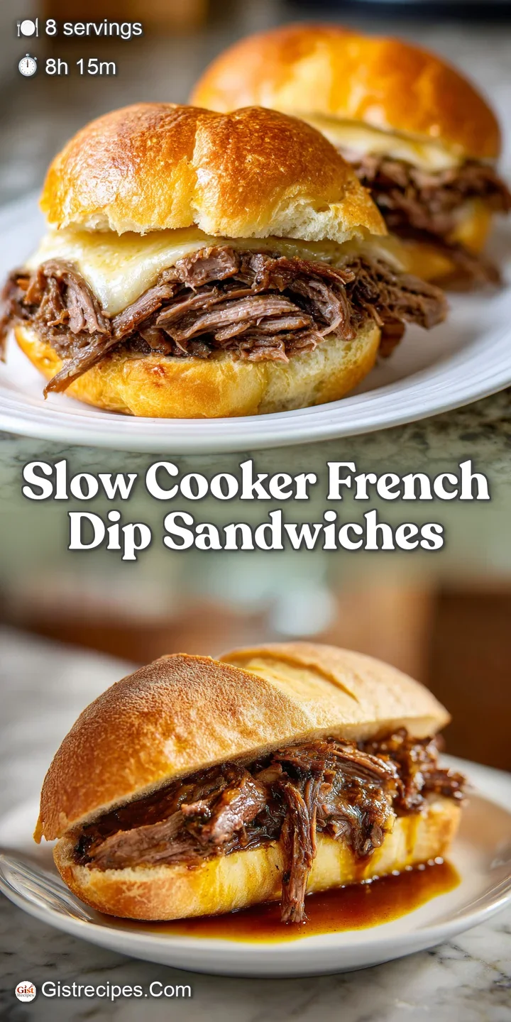 Close-up of shredded beef, caramelized onions, and melted cheese oozing from a toasted roll. Au jus reflects the warm light.