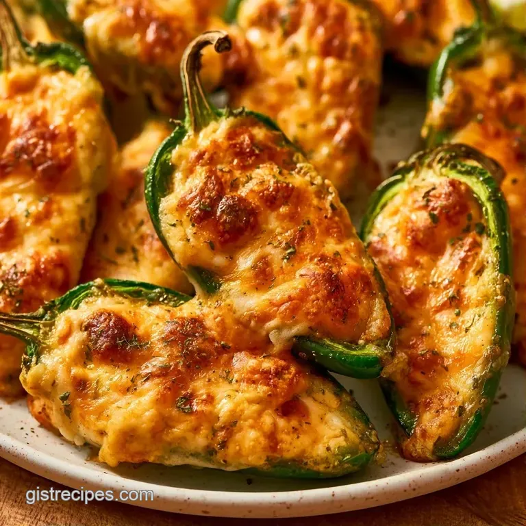 Charred green pepper halves filled with creamy white cheese, arranged on a slate platter with dipping sauce.