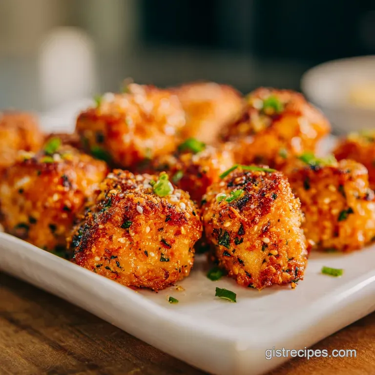 Perfectly glazed salmon cubes arranged on a skewer, ready to eat. Drizzled creamy sauce adds shine and texture. Simple and...
