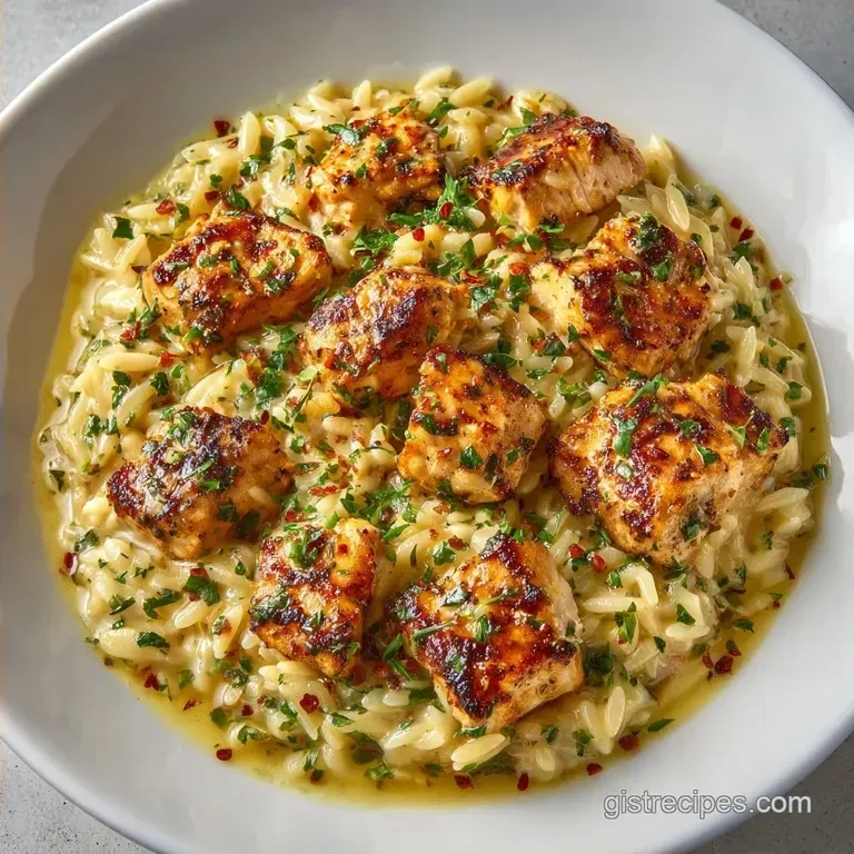 Creamy Garlic Butter Chicken and Orzo: One-Pan