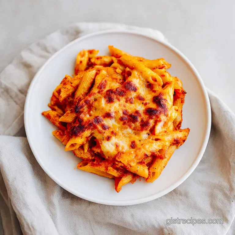 Cheesy Baked Mostaccioli Pasta