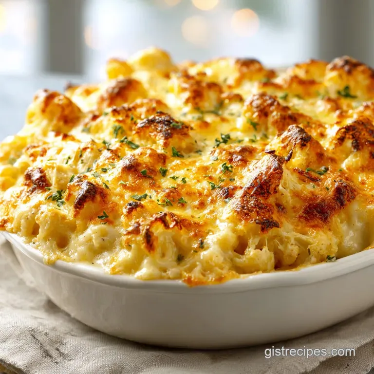 Creamy crab mac and cheese served in a shallow bowl, flecked with herbs. Lightly browned crust edges, ready to enjoy.