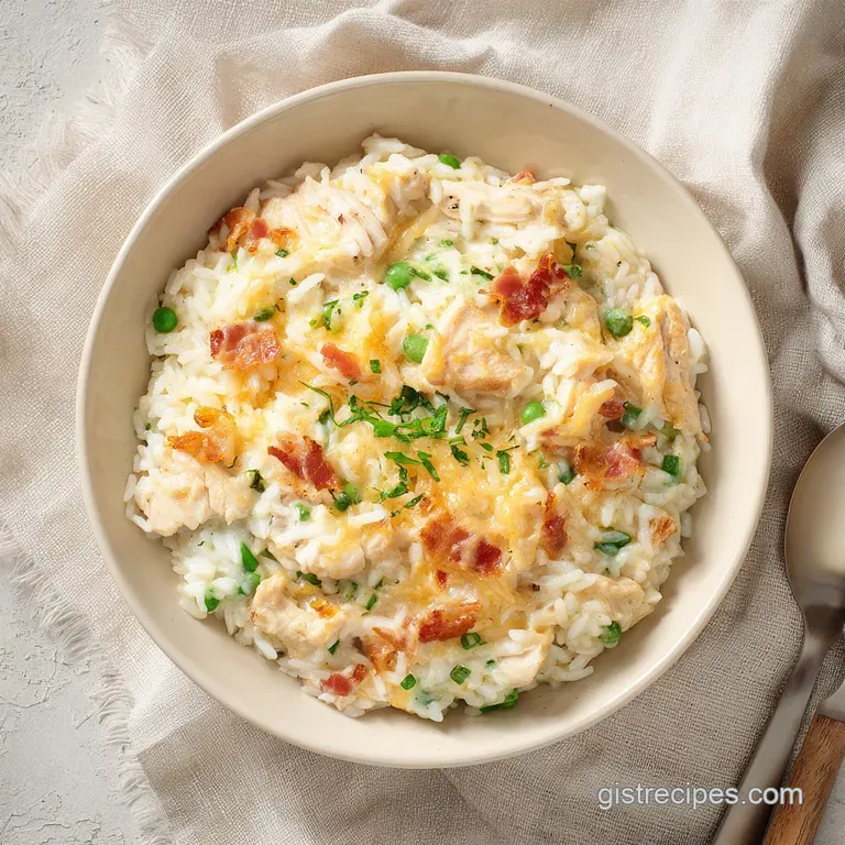 A creamy scoop of casserole on a white plate, garnished with fresh parsley. Steaming, comforting, and inviting.